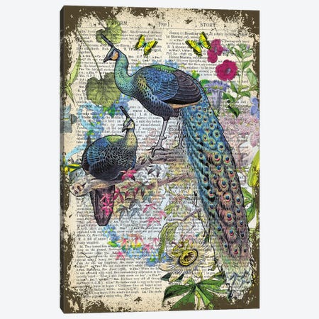 Peacocks On A Branch Canvas Print #ITF69} by In the Frame Shop Canvas Art