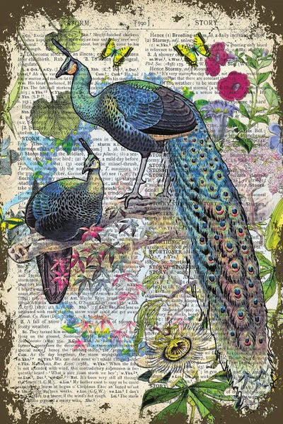 Butterflies and Flowers: Peacocks On A Branch by In the Frame Shop