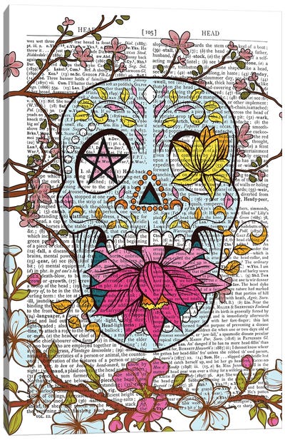 Mexican Skull Canvas Art Print - Día de los Muertos Art