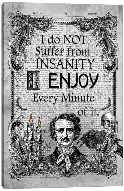 Edgar Allan Poe ''Insanity'' Canvas Art Print - Literature Art