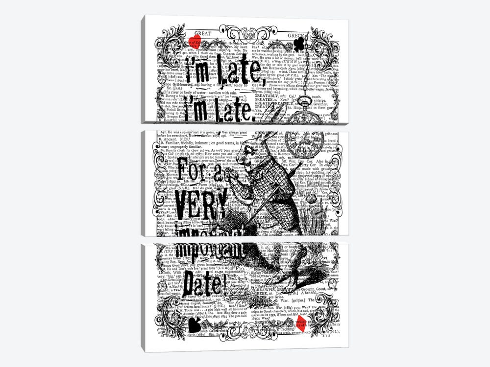 White Rabbit ''I'm Late'' by In the Frame Shop 3-piece Art Print