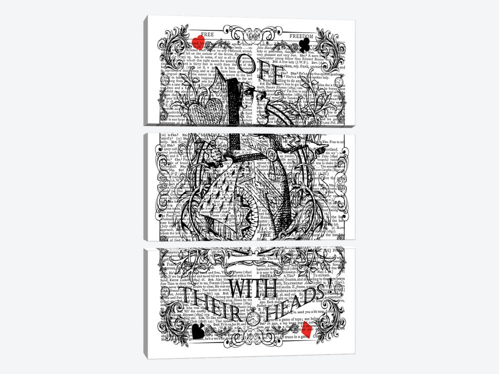 Alice In Wonderland ''Queen Of Hearts / Off With Their Heads!'' by In the Frame Shop 3-piece Canvas Art