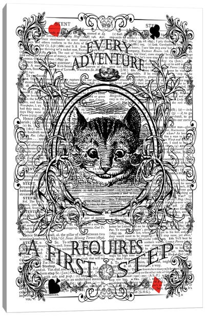 Alice In Wonderland ''First Step'' Canvas Art Print - Cheshire Cat