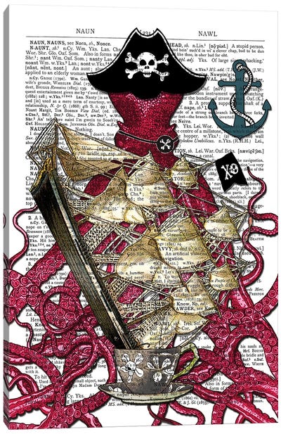 Pirate Octopus Canvas Art Print - Anchor Art