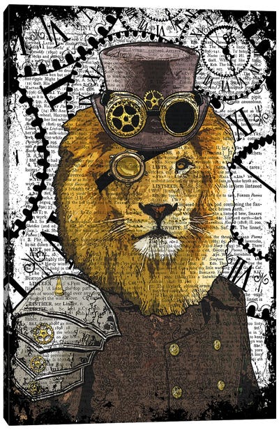 Steampunk Lion Canvas Art Print - In the Frame Shop