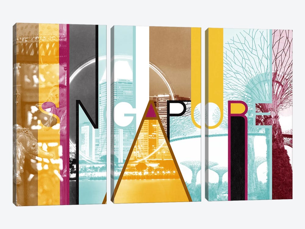 Fusion of Cultures - Singapore by 5by5collective 3-piece Canvas Art