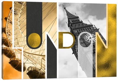 The Capital of Two Sectors Gold Edition - London Canvas Art Print - International Traveling Text