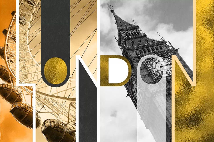 The Capital of Two Sectors Gold Edition - London by 5by5collective wall art