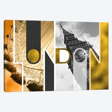 The Capital of Two Sectors Gold Edition - London Canvas Print #ITT14} by 5by5collective Canvas Wall Art