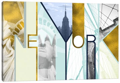 The Urban Jungle of Architectural Delights Gold Edition - New York Canvas Art Print - Famous Monuments & Sculptures