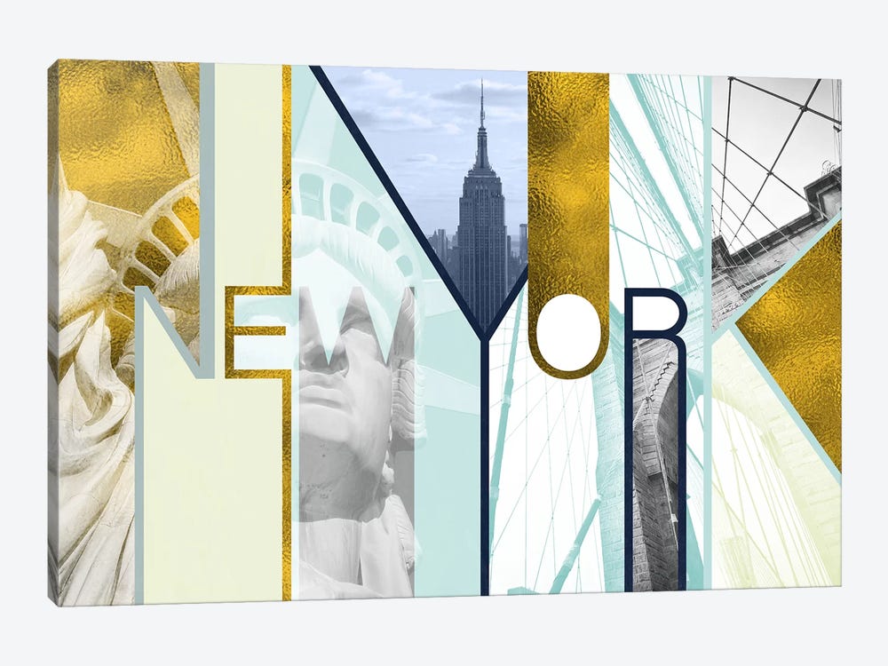 The Urban Jungle of Architectural Delights Gold Edition - New York by 5by5collective 1-piece Canvas Print