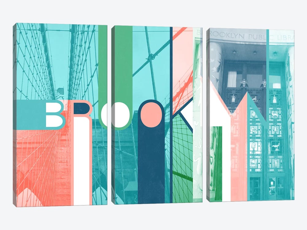 The Breuckelen Borough - Brooklyn by 5by5collective 3-piece Canvas Print