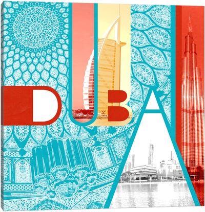 Fragment of the Seven Emirates - Dubai Canvas Art Print - International Traveling Text