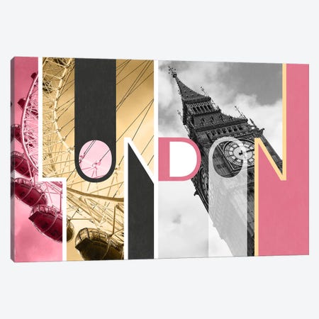 The Capital of Two Sectors Pink - London Canvas Print #ITT3} by 5by5collective Canvas Artwork
