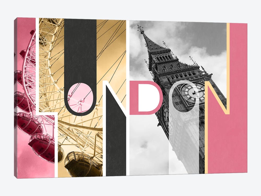 The Capital of Two Sectors Pink - London by 5by5collective 1-piece Canvas Art Print