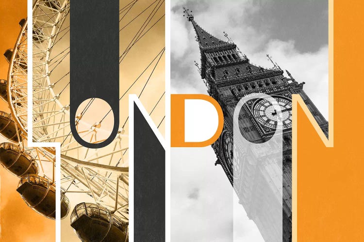 The Capital of Two Sectors Orange - London by 5by5collective wall art