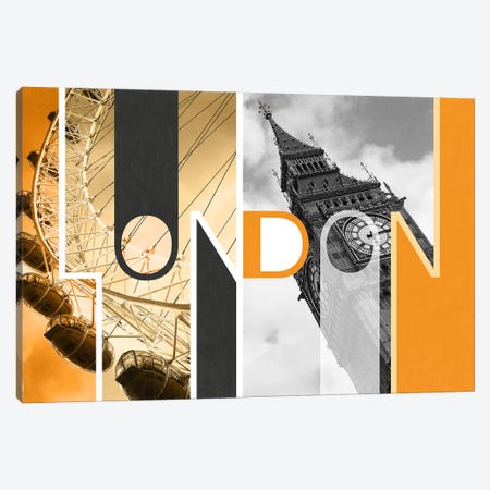 The Capital of Two Sectors Orange - London Canvas Print #ITT4} by 5by5collective Canvas Art Print