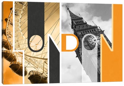 The Capital of Two Sectors Orange - London Canvas Art Print - International Traveling Text