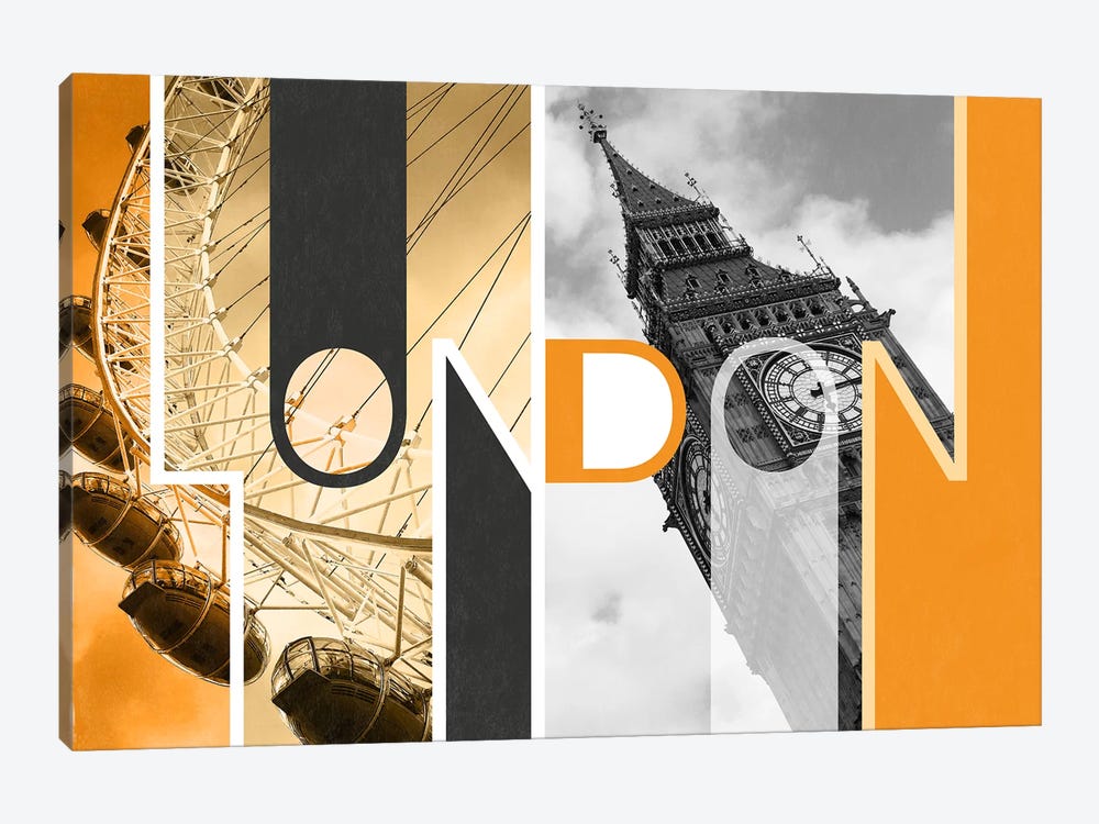 The Capital of Two Sectors Orange - London by 5by5collective 1-piece Canvas Art