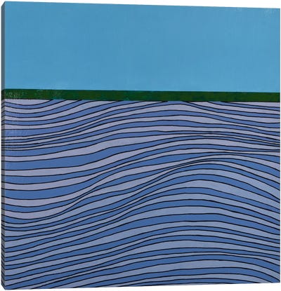 Lavender Field Canvas Art Print - Blue Abstract Art