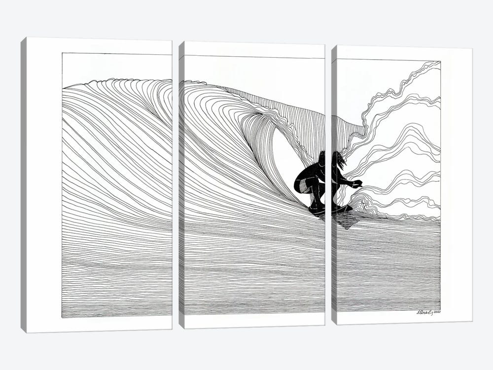 Men Surfing V by Ibrahim Unal 3-piece Canvas Print
