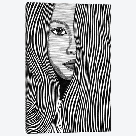 Portrait With Lines I Canvas Print #IUN23} by Ibrahim Unal Canvas Print