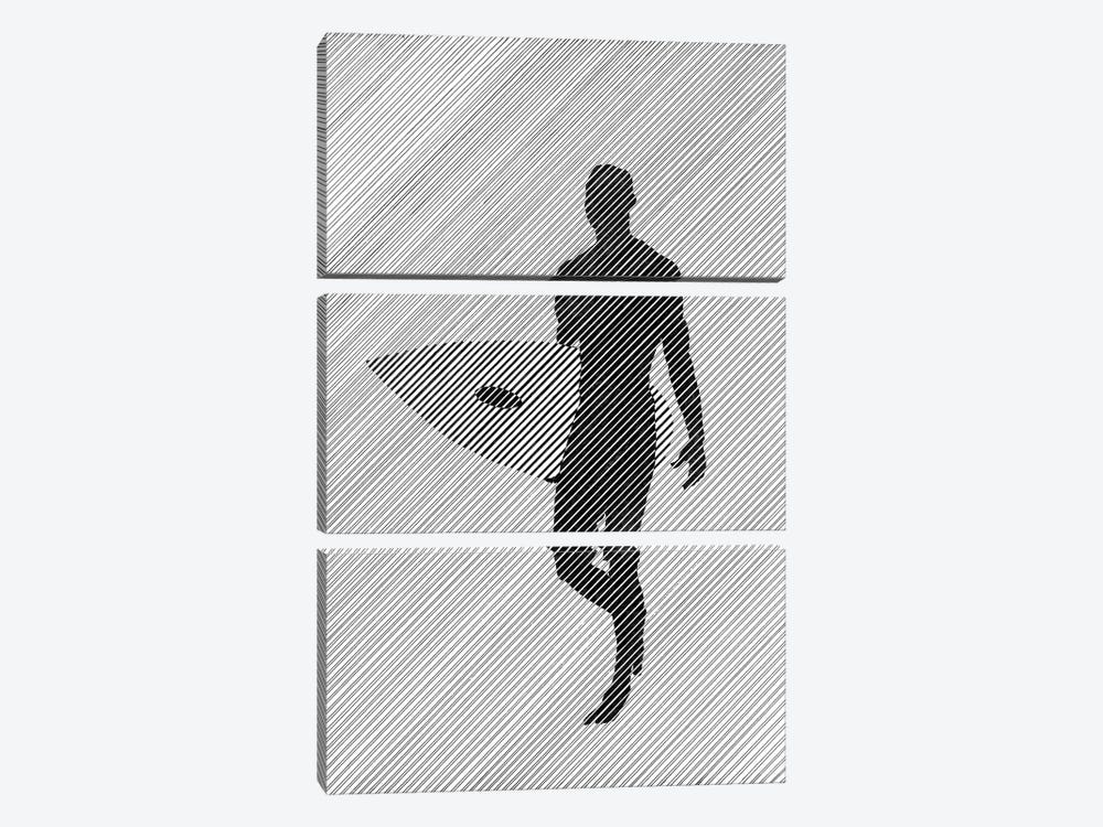 While Going To Surf by Ibrahim Unal 3-piece Canvas Wall Art
