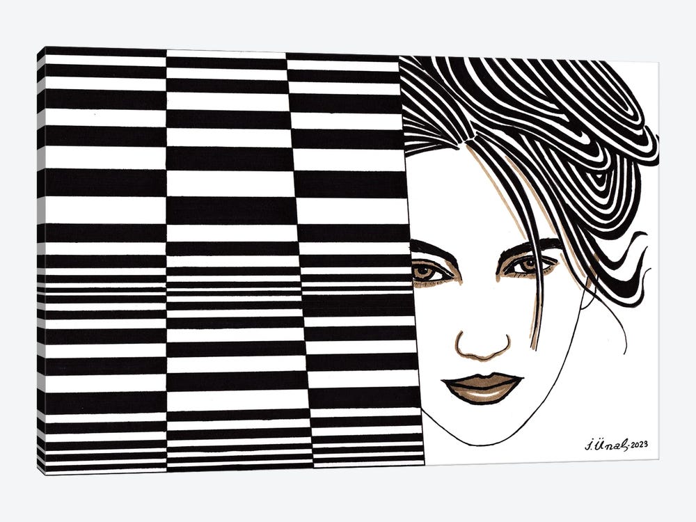 Portrait With Lines IV by Ibrahim Unal 1-piece Canvas Print
