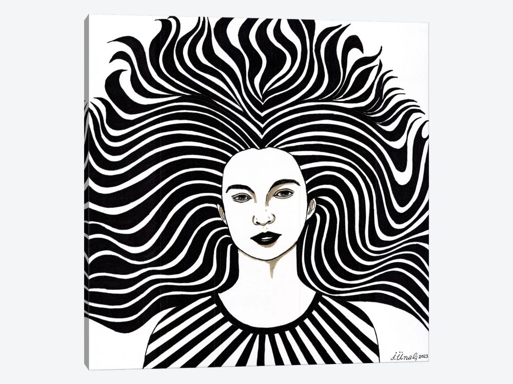 Portrait With Lines V by Ibrahim Unal 1-piece Canvas Wall Art
