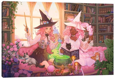 Rose Library Canvas Art Print - Witch Art