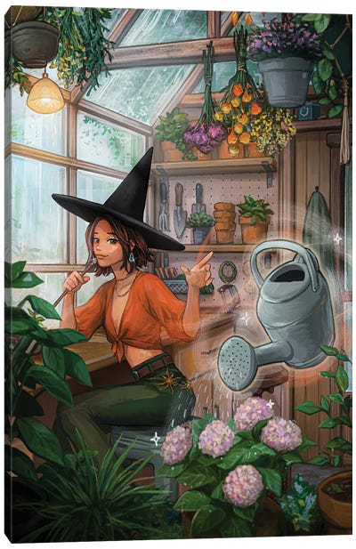 The Witch's Greenhouse Canvas Art Print - Hydrangea Art