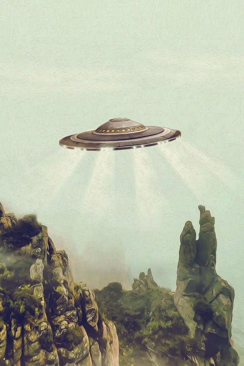 UFO Over Rocky Mountain Peaks