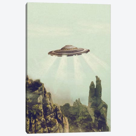 UFO Over Rocky Mountain Peaks Canvas Print #IVG106} by Ievgeniia Bidiuk Canvas Artwork