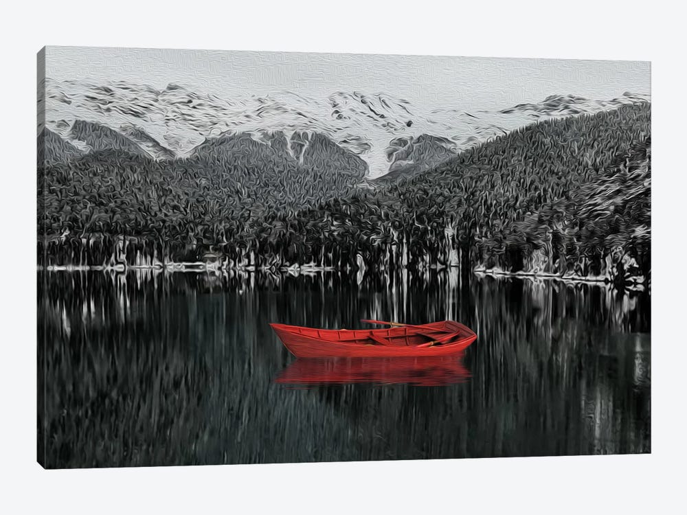 Red Boat by Ievgeniia Bidiuk 1-piece Canvas Print