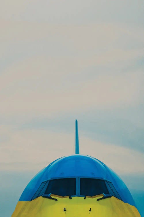 Cockpit Of Blue And Yellow Aircraft