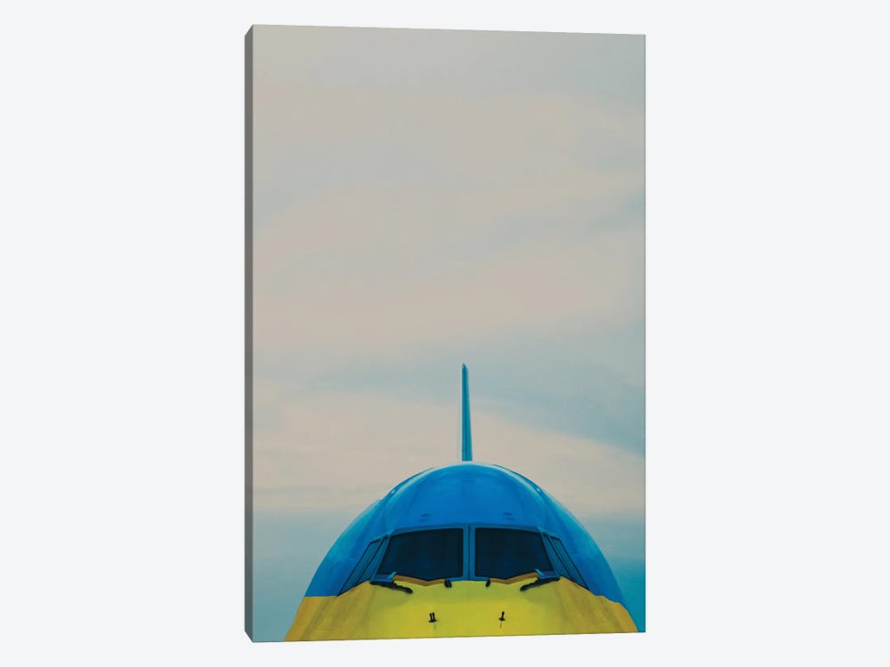 Cockpit Of Blue And Yellow Aircraft by Ievgeniia Bidiuk 1-piece Art Print