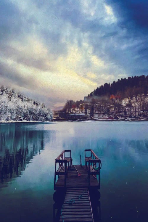 Small Pier Of A Mountain Lake by Ievgeniia Bidiuk wall art