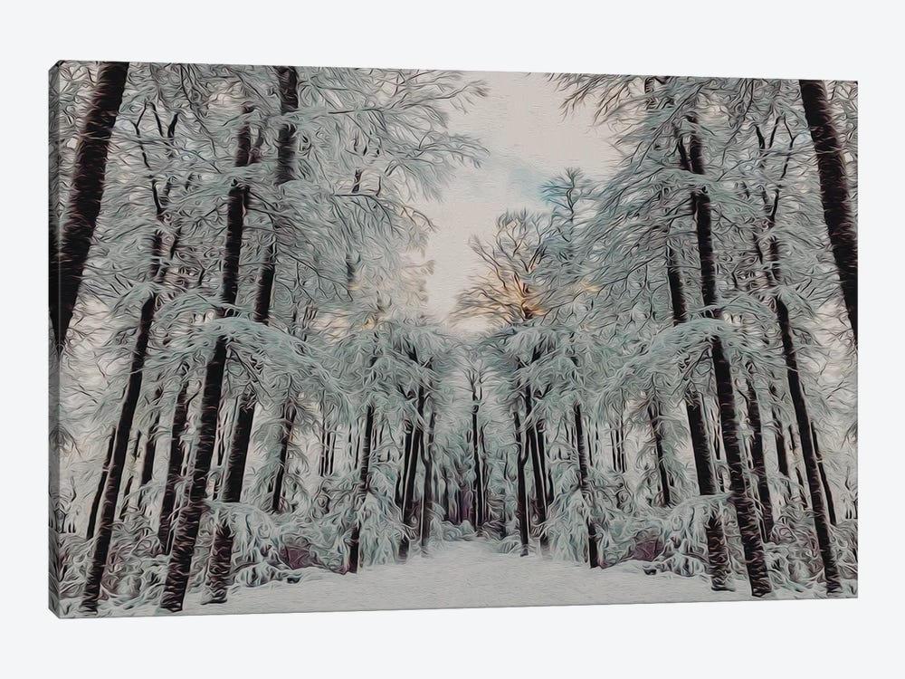 Sunset In The Winter Forest by Ievgeniia Bidiuk 1-piece Canvas Art