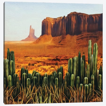 Сacti In The Texas Desert Canvas Print #IVG138} by Ievgeniia Bidiuk Canvas Wall Art
