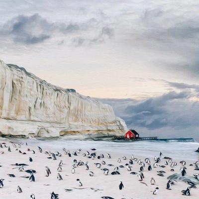 Penguins Of The Icy Ocean by Ievgeniia Bidiuk framed canvas print