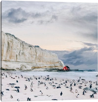 Penguins Of The Icy Ocean Canvas Art Print - Antarctica Art