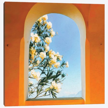 Blooming Tree In The Arched Window Canvas Print #IVG145} by Ievgeniia Bidiuk Canvas Wall Art
