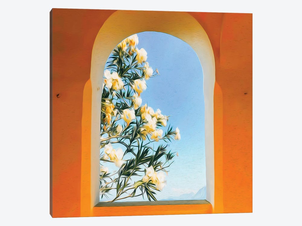 Blooming Tree In The Arched Window by Ievgeniia Bidiuk 1-piece Canvas Wall Art