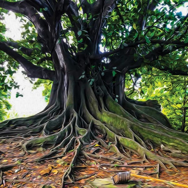 Ievgeniia Bidiuk: A Large Tree With Branchy Roots by Ievgeniia Bidiuk