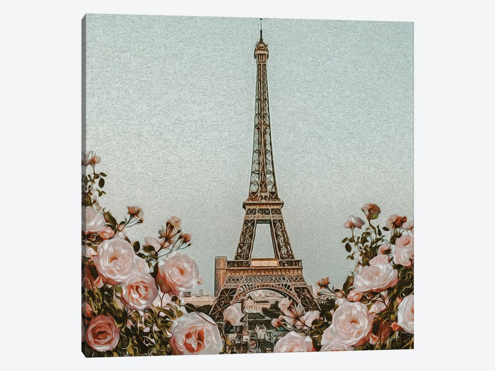 Vintage Paris Postcard by Ievgeniia Bidiuk 1-piece Canvas Art
