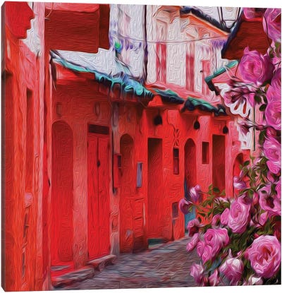 Street In The Old Town Canvas Art Print - Israel Art
