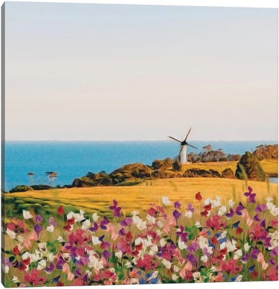Blooming Meadow Canvas Art Print - Watermill & Windmill Art