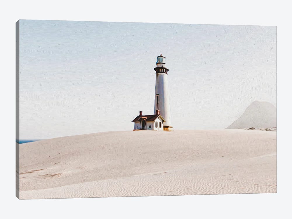 Lighthouse On The Sandy Shore by Ievgeniia Bidiuk 1-piece Canvas Art