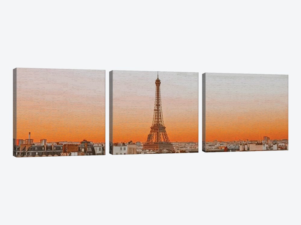 Paris Postcard by Ievgeniia Bidiuk 3-piece Canvas Print