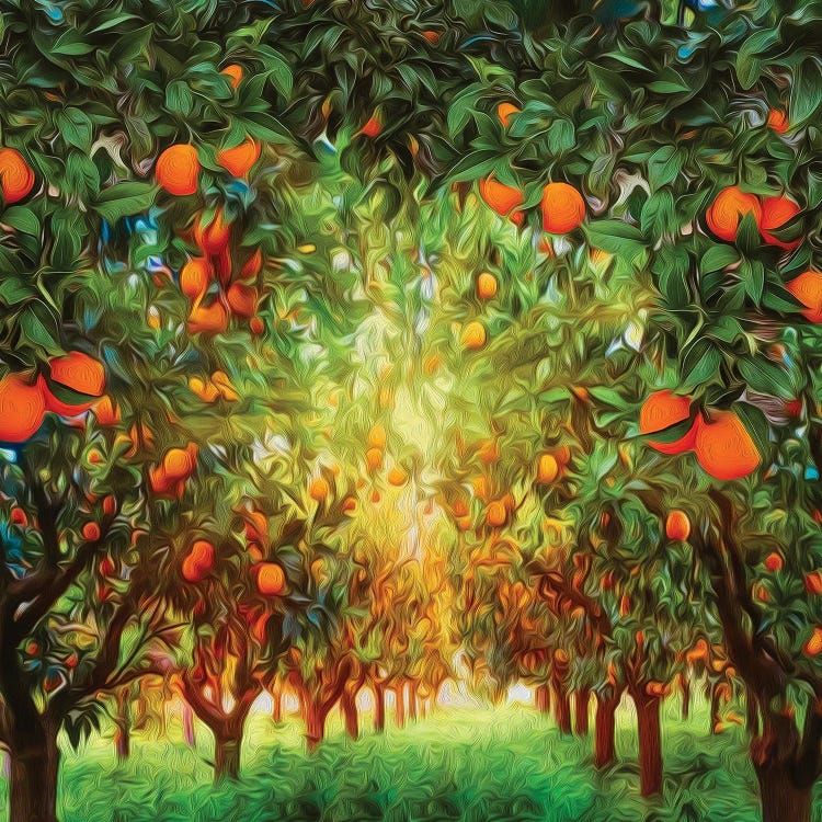Orange Garden by Ievgeniia Bidiuk wall art